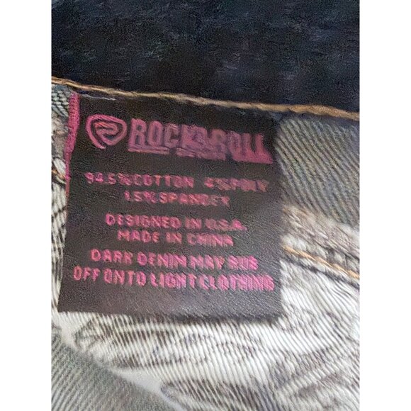 Rock & Roll Denim Riding Bootcut Jeans Womens Size 30 x34 Dark Wash Western Cowg - Picture 4 of 12